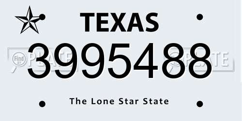 3995488 Texas License Plate