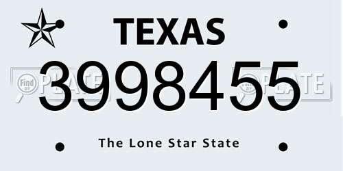 3998455 Texas License Plate