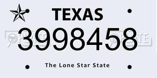 3998458 Texas License Plate