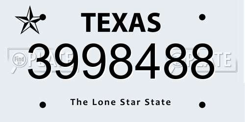 3998488 Texas License Plate