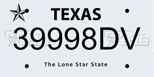 39998DV Texas License Plate