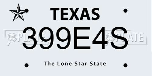 399E4S Texas License Plate