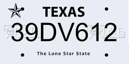 39DV612 Texas License Plate