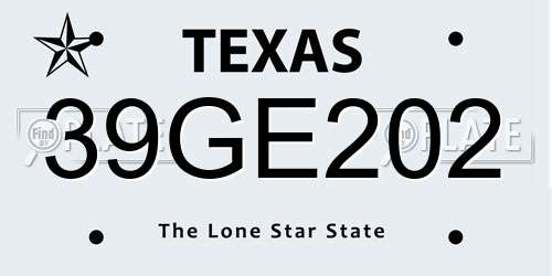 39GE202 Texas License Plate