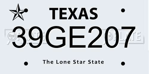 39GE207 Texas License Plate