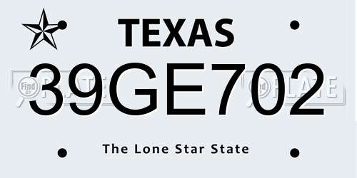 39GE702 Texas License Plate