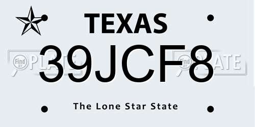 39JCF8 Texas License Plate