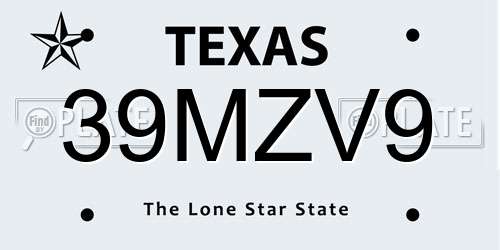 39MZV9 Texas License Plate