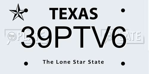 39PTV6 Texas License Plate
