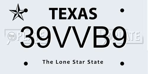 39VVB9 Texas License Plate