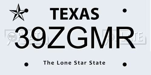 39ZGMR Texas License Plate