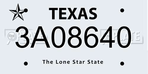 3A08640 Texas License Plate