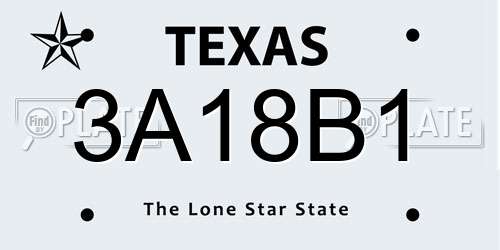 3A18B1 Texas License Plate
