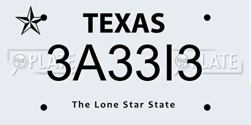 3A33I3 Texas License Plate
