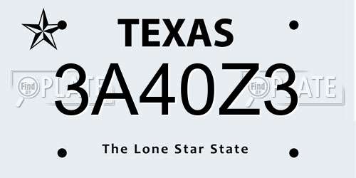 3A40Z3 Texas License Plate