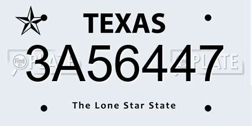 3A56447 Texas License Plate