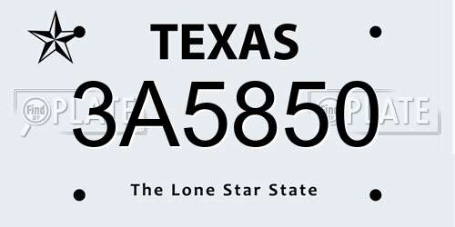 3A5850 Texas License Plate