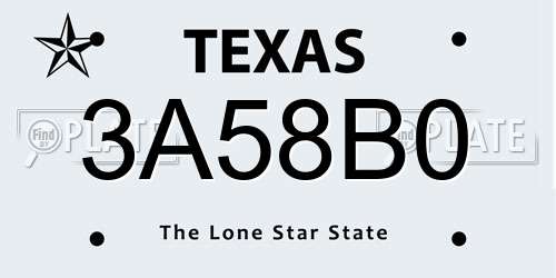3A58B0 Texas License Plate