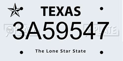 3A59547 Texas License Plate