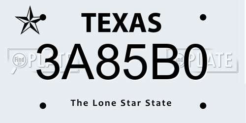 3A85B0 Texas License Plate
