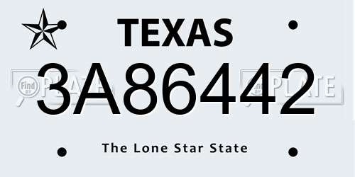 3A86442 Texas License Plate