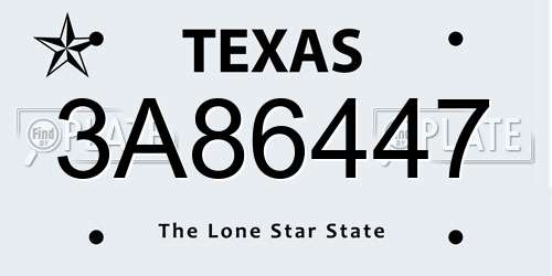 3A86447 Texas License Plate