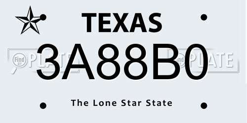 3A88B0 Texas License Plate