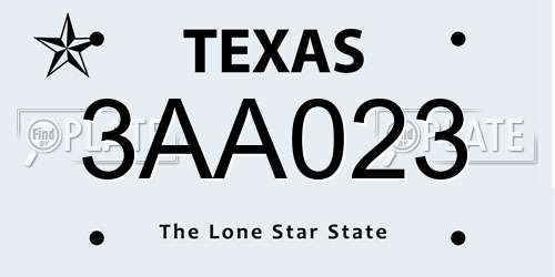 3AA023 Texas License Plate
