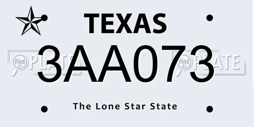 3AA073 Texas License Plate