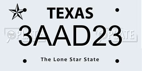 3AAD23 Texas License Plate