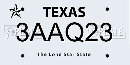 3AAQ23 Texas License Plate