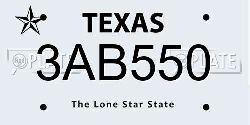 3AB550 Texas License Plate