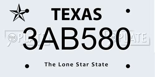 3AB580 Texas License Plate