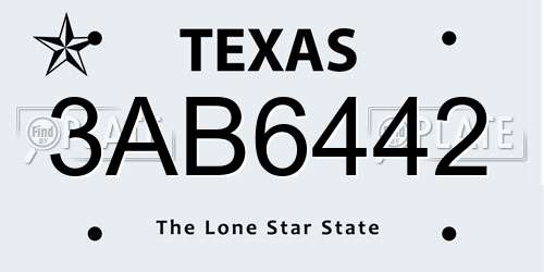 3AB6442 Texas License Plate