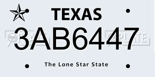 3AB6447 Texas License Plate
