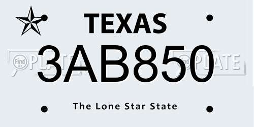 3AB850 Texas License Plate