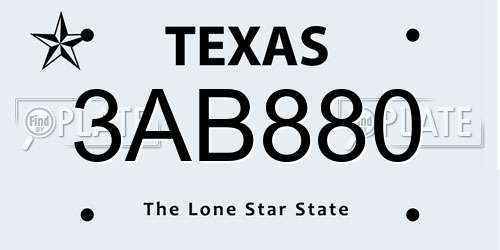 3AB880 Texas License Plate