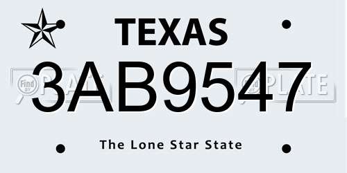 3AB9547 Texas License Plate