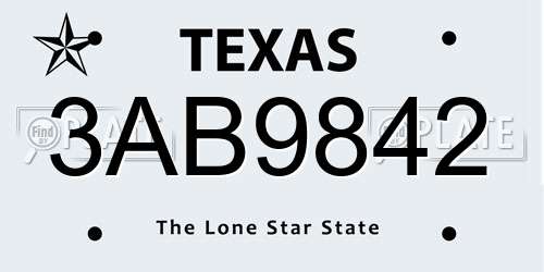 3AB9842 Texas License Plate