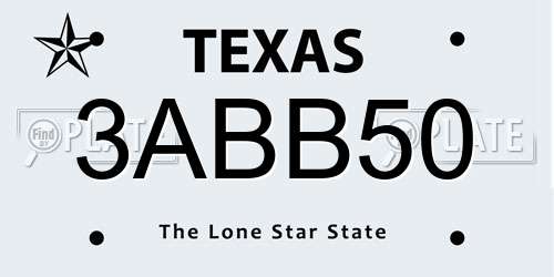 3ABB50 Texas License Plate