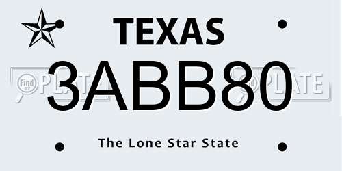 3ABB80 Texas License Plate