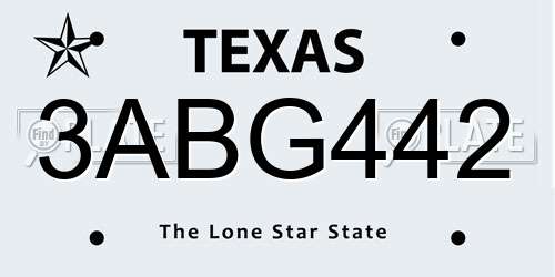 3ABG442 Texas License Plate
