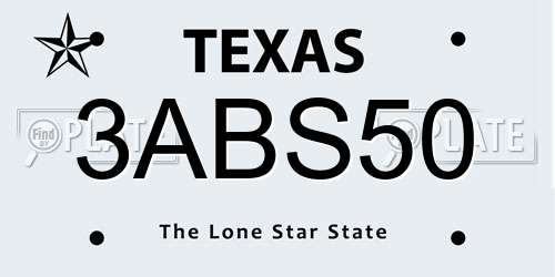3ABS50 Texas License Plate