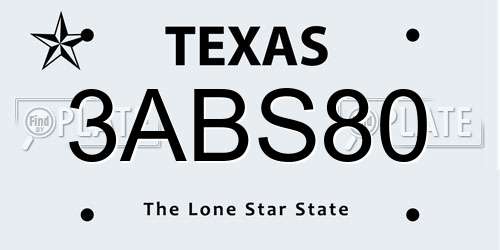 3ABS80 Texas License Plate
