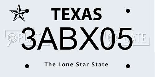 3ABX05 Texas License Plate