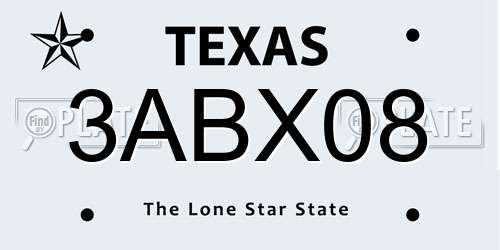 3ABX08 Texas License Plate