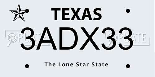 3ADX33 Texas License Plate