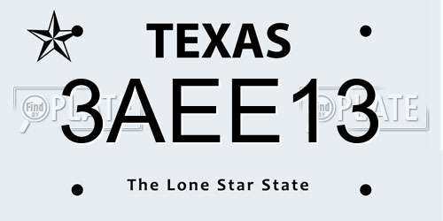 3AEE13 Texas License Plate