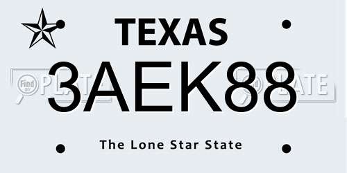 3AEK88 Texas License Plate