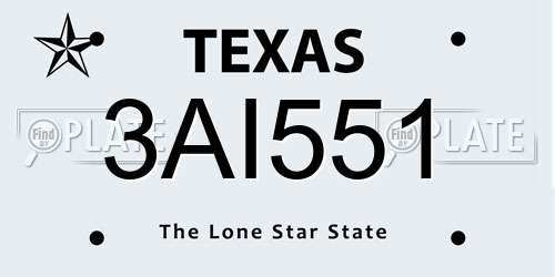 3AI551 Texas License Plate